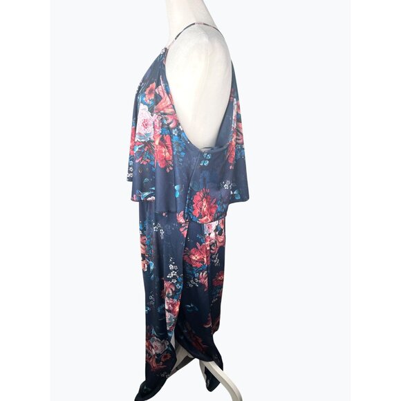 Koh Koh Womens Floral High Neck Maxi Dress Sleeveless Dark Blue Multi-Color 2XL - Picture 13 of 16